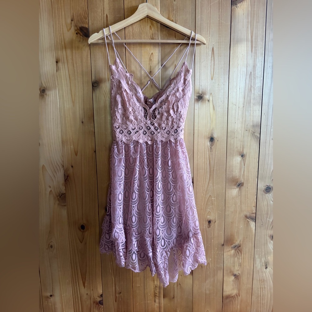 Free People NWT Adella Lace Burnout Slip Dress Pink Size L - Picture 6 of 8